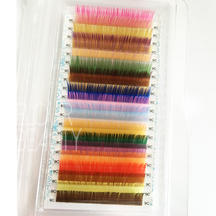 Private label colored eyelash extensions with eyelash tweezers ES17